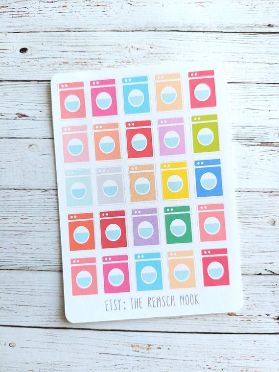 Laundry planner stickers - 0105 - washing machine - Erin Condren - Happy Planner - Gift - chores