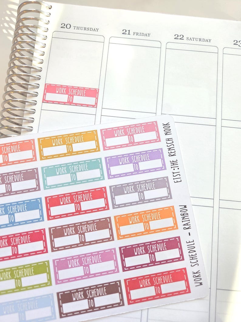 Work Schedule Planner Stickers | Work Shift Planner Stickers | Work Hours Planner Stickers | Employee Planner Stickers image 4