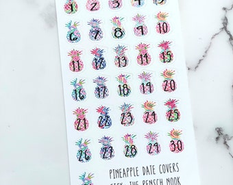 Colorful Pineapple Date Covers - DC0015 - Planner Stickers - Gift for her - Daily Planner - Happy Planner -