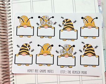 Honey bee gnome notes planner stickers
