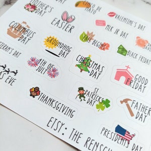 Holiday planner stickers HS21 yearly holidays Calendar Daily Planner Happy Planner dot journal image 3