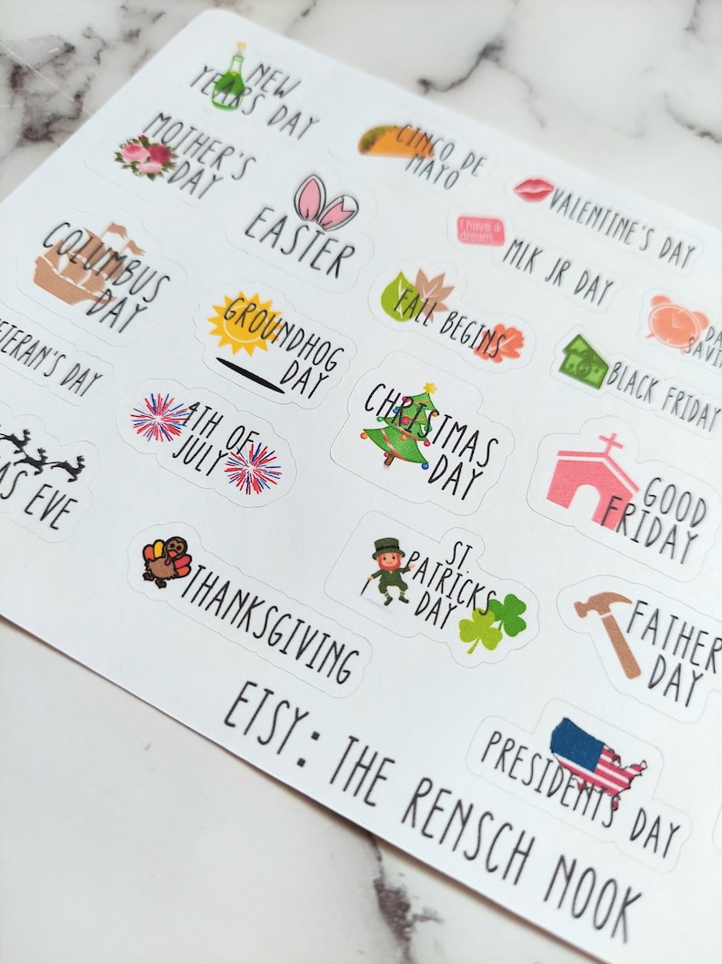 Holiday planner stickers HS21 yearly holidays Calendar Daily Planner Happy Planner dot journal image 3