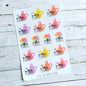 Water Plants Planner Sticker | Plant Care Reminder Sticker | Watering Can Sticker | Houseplant Planner Sticker image 1