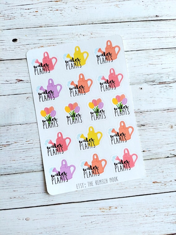Water Plants Planner Sticker | Plant Care Reminder Sticker | Watering Can Sticker | Houseplant Planner Sticker