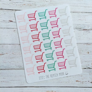 Shopping cart planner stickers  - 0048 - Happy Planner - meal plan - buggy - grocery shopping - Gift