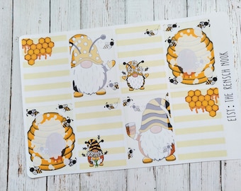 Honey Bee Gnomes Full Box Planner Stickers - Spring