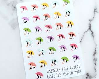 Planner Sticker, Umbrella Date Covers - DC0027 - Gift for her - Daily Planner - Happy Planner - Christmas gift Spring