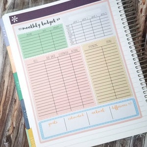 Set of 6 Monthly Budget planner stickers - Erin Condren - Happy Planner - Christmas gift - finance - bullet journal