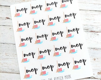 Mopping Planner Stickers | Mop Planner Stickers | Cleaning Planner | Chore Stickers | Home Management Stickers