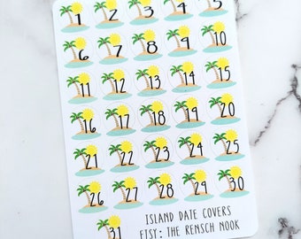 Planner sticker, Island Date Cover - DC007 - Gift for Her - Daily Planner - Summer Date Covers - mothers day gift -