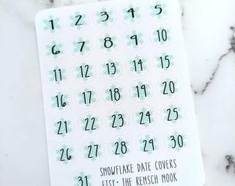 Snowflake Date Covers planner stickers - DC004 - Happy Planner - Christmas gift