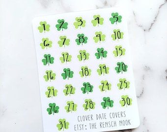 Planner Sticker, Clover Date Covers - DC005 - Gift for her - Daily Planner - Shamrock - Happy Planner - Christmas gift -Lucky