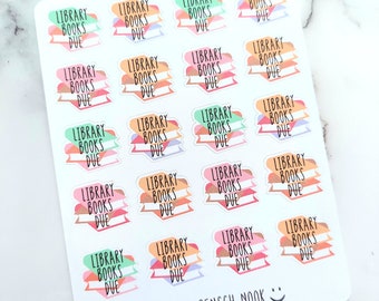 Library books due planner stickers - 0104