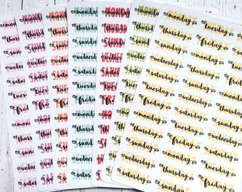 Days of the week planner stickers