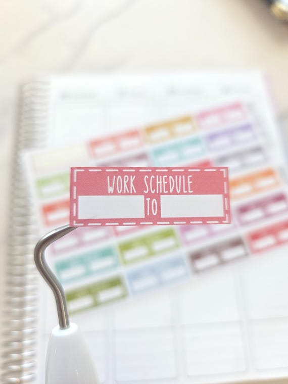 Work Schedule Planner Stickers | Work Shift Planner Stickers | Work Hours Planner Stickers | Employee Planner Stickers
