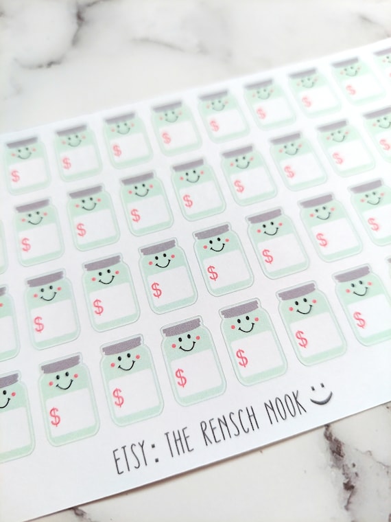 Savings Jar Planner Stickers | Savings Tracker Stickers | Budget Planner Stickers | Money Saving Stickers | Writable Finance Stickers