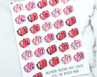 Planner sticker, Mailbox Date Cover - DC0018 - Valentine - Gift for Her - Daily Planner - Erin Condren - February