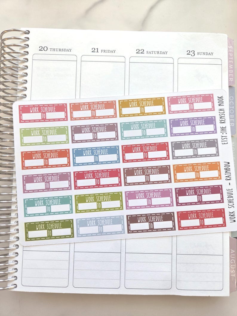 Work Schedule Planner Stickers | Work Shift Planner Stickers | Work Hours Planner Stickers | Employee Planner Stickers image 3
