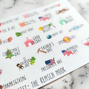 Holiday planner stickers HS21 yearly holidays Calendar Daily Planner Happy Planner dot journal image 4