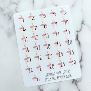 Planner Sticker, Flamingo Date Covers - DC013 - Gift for her - Daily Planner - Happy Planner - gift