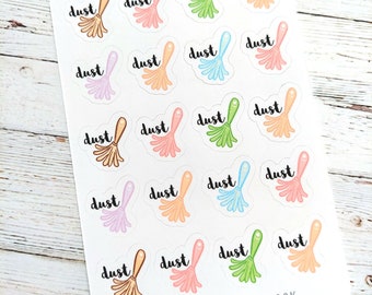 Dusting Planner Stickers | Cleaning Planner Stickers | Chore Planner | House Cleaning Stickers | Home Management