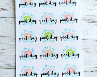 Pool day planner stickers - 0092 - Gift for her - Daily Planner - Happy Planner - swimming - Gift -