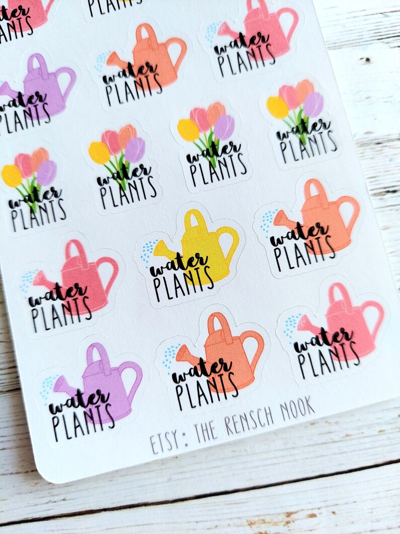 Water Plants Planner Sticker | Plant Care Reminder Sticker | Watering Can Sticker | Houseplant Planner Sticker image 2