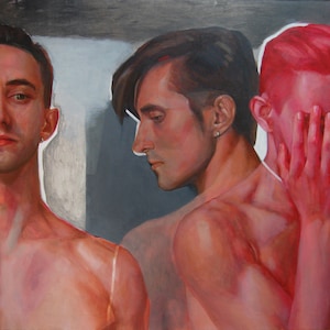 Body Poetry Oil Painting, Male Portrait Art, 100x150 cm