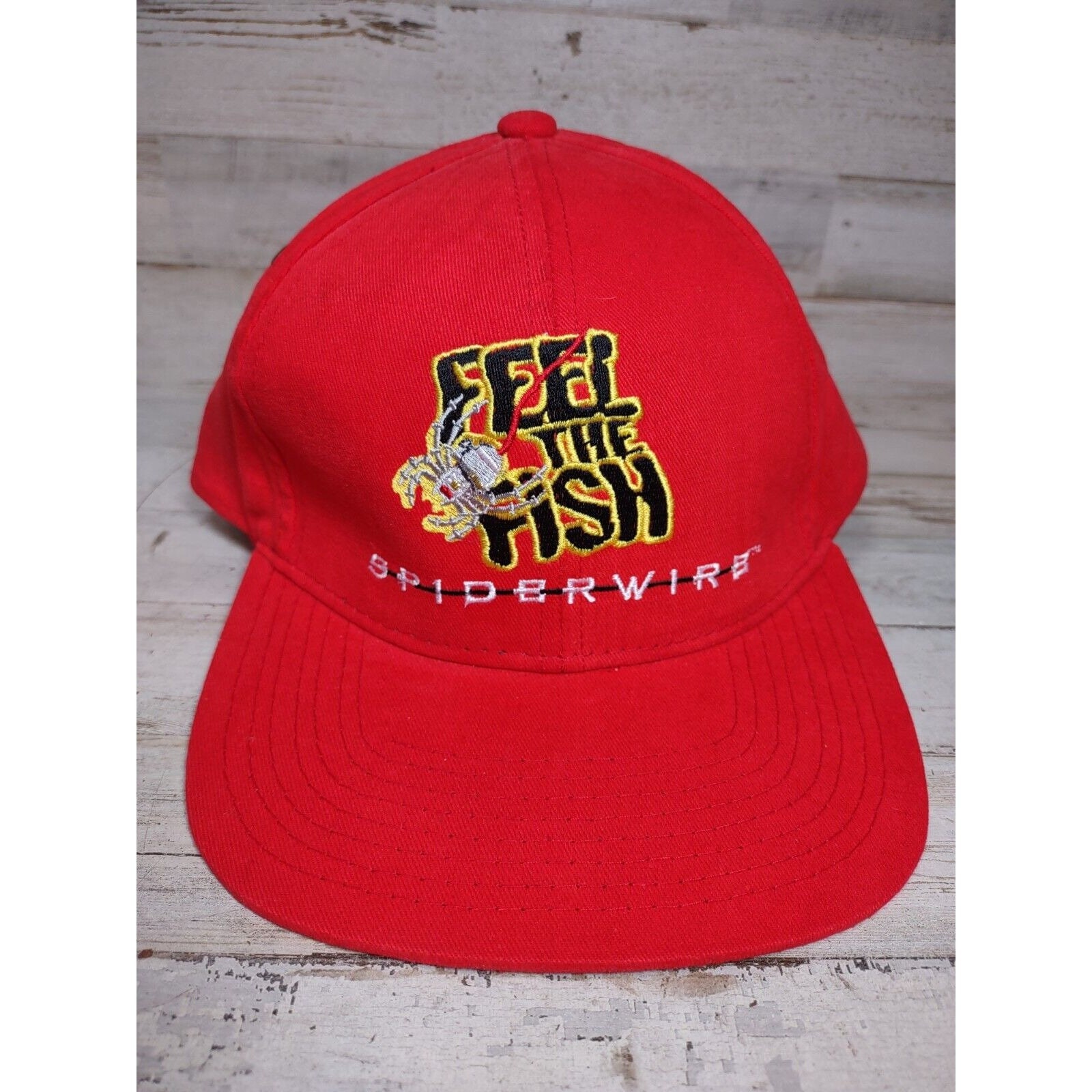 Vintage Spiderwire Spectra Feel the Fish Red Baseball Hat Cap Men s Fishing Etsy