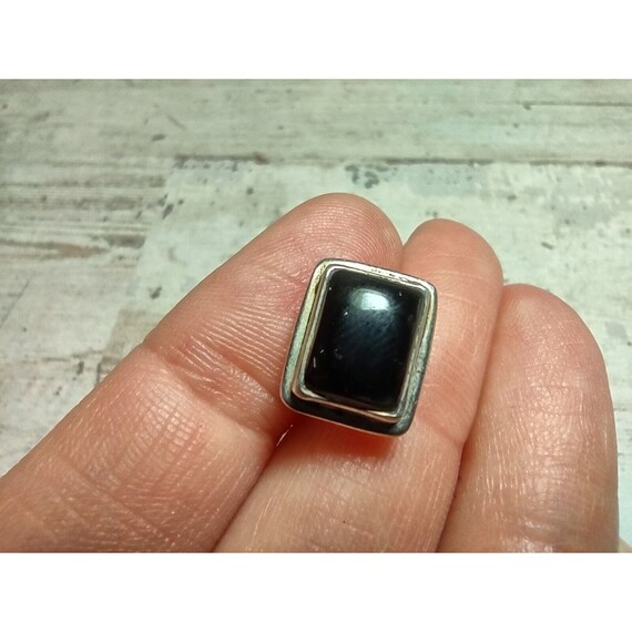 Vintage 925 Sterling Silver Black Cabochon Stone … - image 5