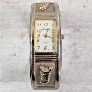 Gruen Panther 2 Tone Bangle Watch Two Tone Panther Bracelet Watch by Gruen – PreAdored® main image 3