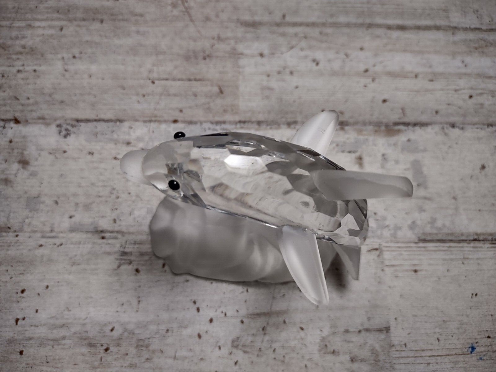 Vintage Cut Crystal Glass Dolphin on Wave Frosted Details