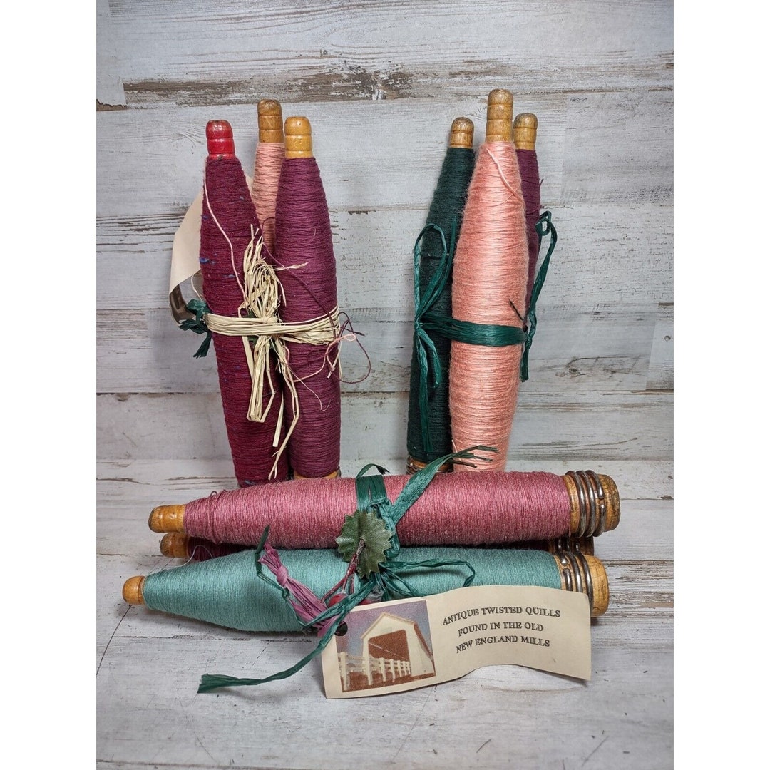 9 Antique Wood Weaving Thread Spools Bobbins Quills New Etsy