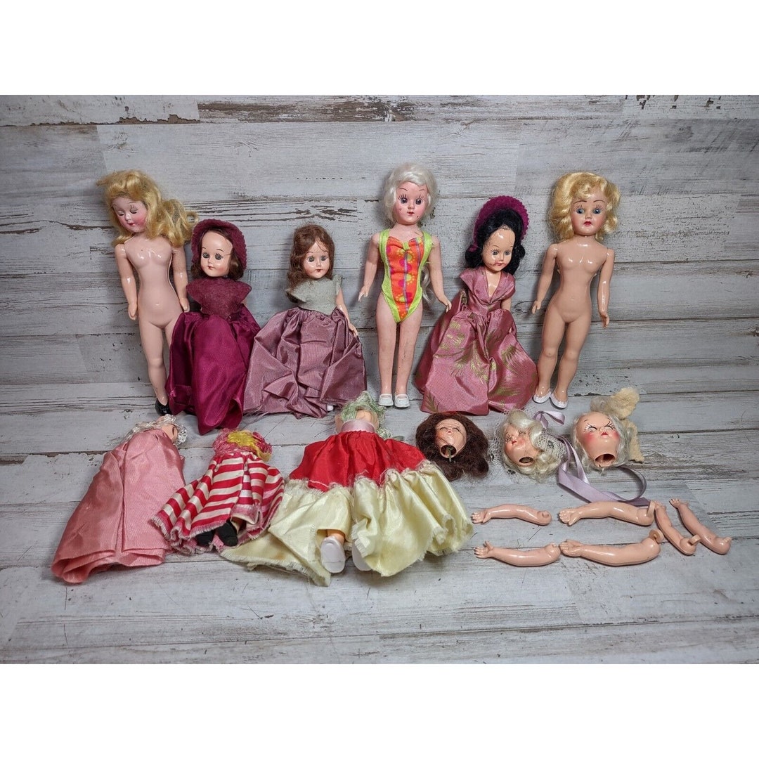 Lot of Vintage Lingerie Lou 1950s Tilting Eye Dolls Parts