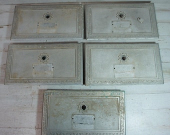 Lot of 5 Vtg Corbin Post Office PO Box Cast Door Plates 1960s 12x7" DAMAGE #2