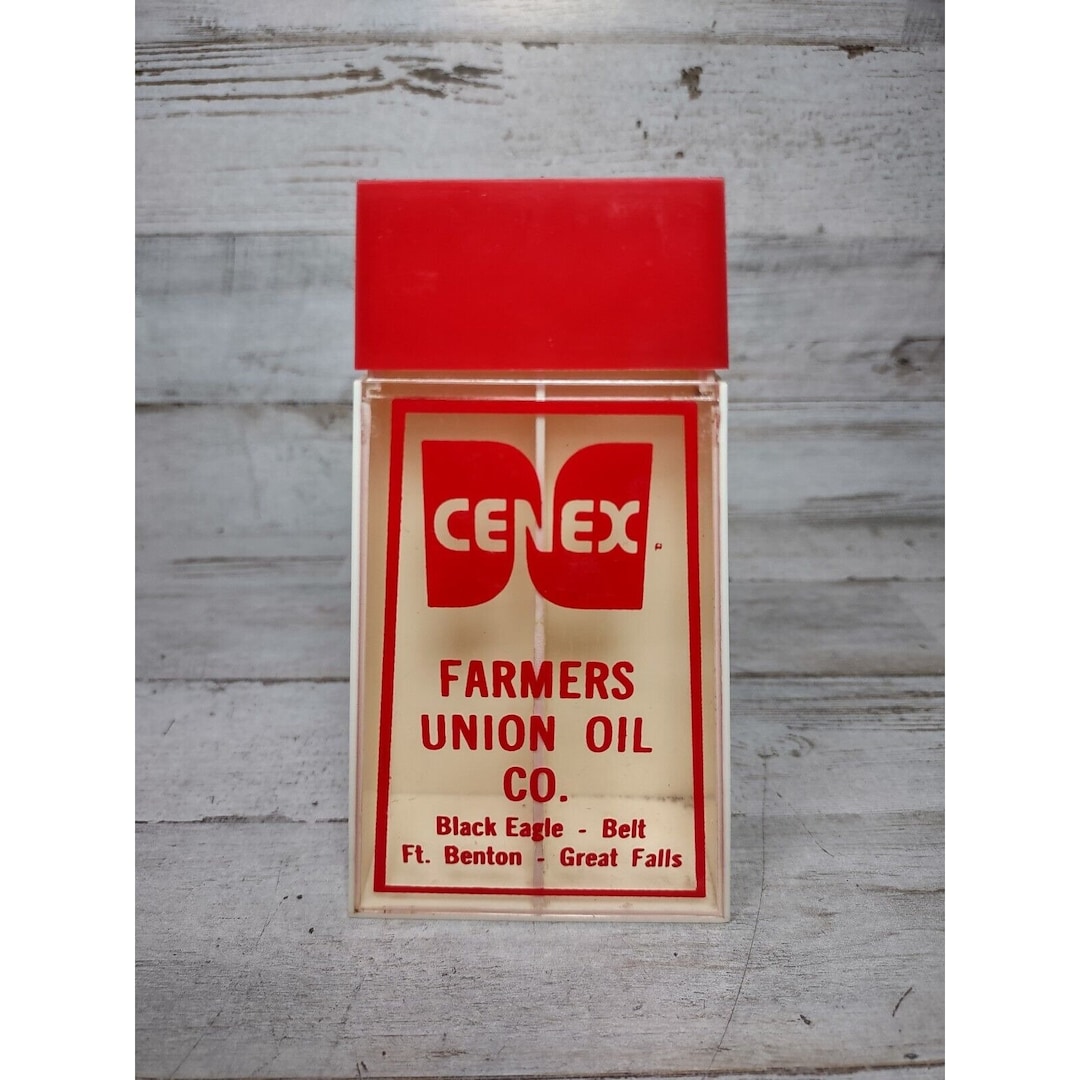Vintage Cenex Farmers Union Oil Co Montana Dual Side Salt Pepper Shaker