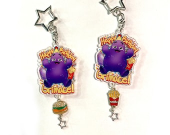 Grimace Shake Funny Meme Acrylic Keychain Charm with food enamel charm