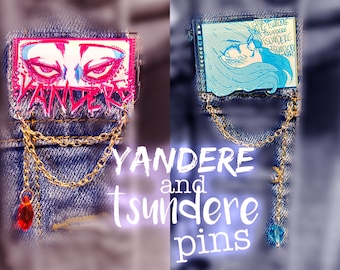Yandere/Tsundere Acrylic Pins - anime goth punk eyes jewelry