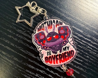Mothman Boyfriend Keychain funny meme local mothman fan | love Moth Man Cryptid romance | Boyfriend Girlfriend Funny