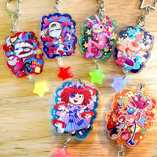 TADC keychains + STICKERS Amazing Digital Circus Fan-made acrylic charms Pomni Ragatha Jax Caine Kinger Zooble anime chibi