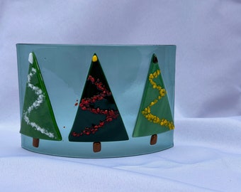 Fused glass Christmas tree curve