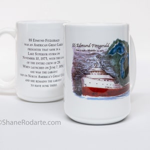 SS Edmund Fitzgerald &quot;Before the Storm&quot; Coffee Mug | original watercolor painting of the Edmund Fitzgerald, sank in Lake Superior in 1975