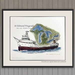 Edmund Fitzgerald, Premium Art Print on Canvas Paper, Original Artwork, Great Lakes, Gordon Lightfoot, The Wreck of the Edmund Fitzgerald