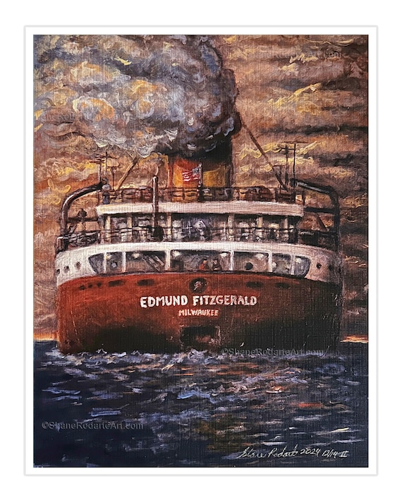 Edmund Fitzgerald, Premium Art Print on Canvas Paper, Original