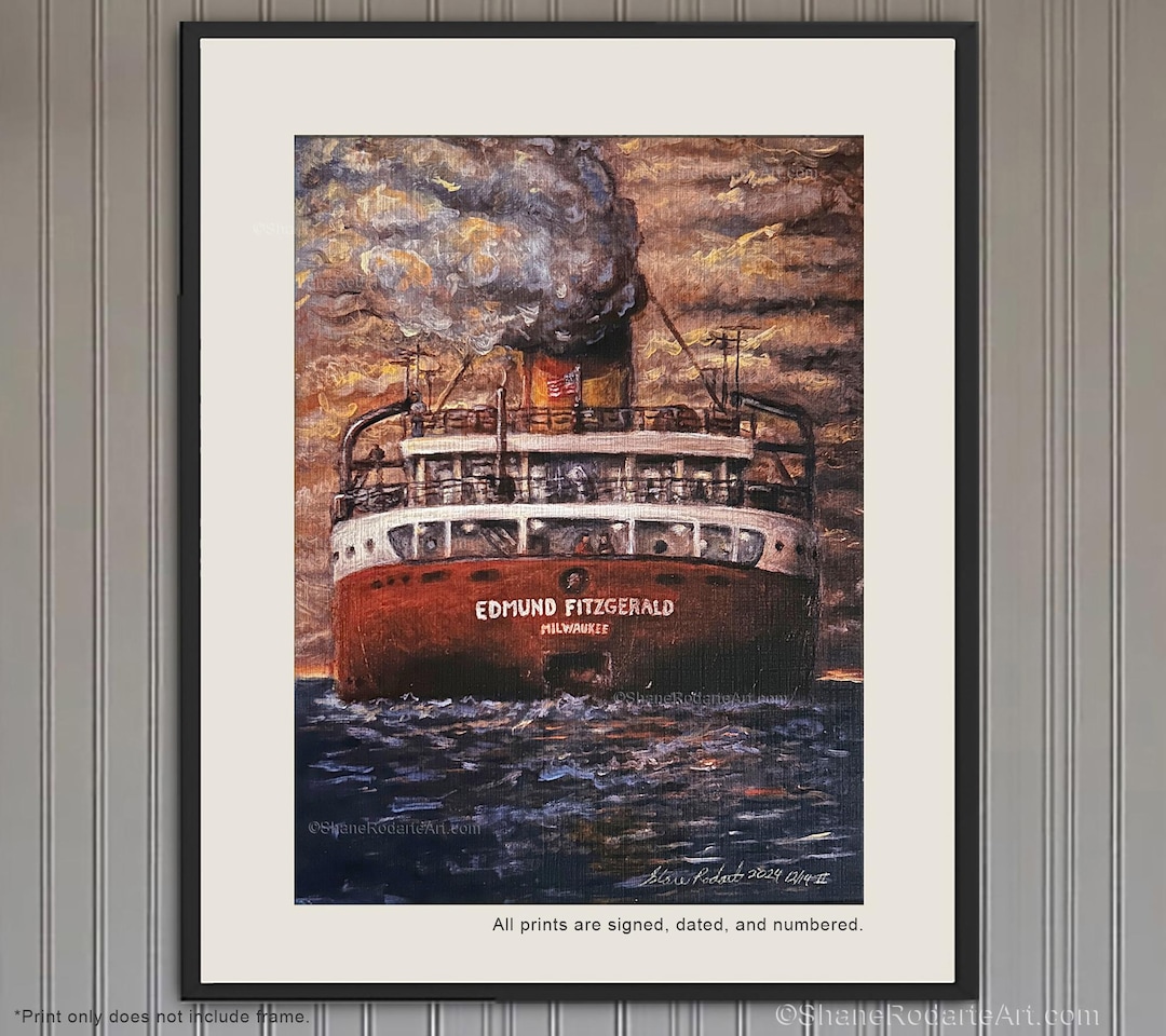 Edmund Fitzgerald, Premium Art Print on Canvas Paper, Original
