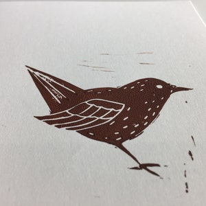 Wren, bird, nature print, Lino print, wren print