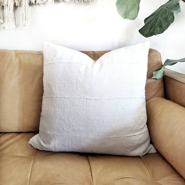 Cream mudcloth pillow, various sizes cream solid mudcloth pillow cover