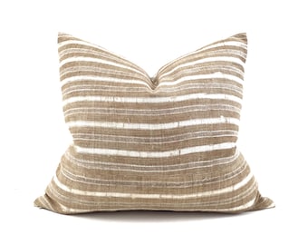Various sizes camel batik variegated stripe hmong hemp pillow cover