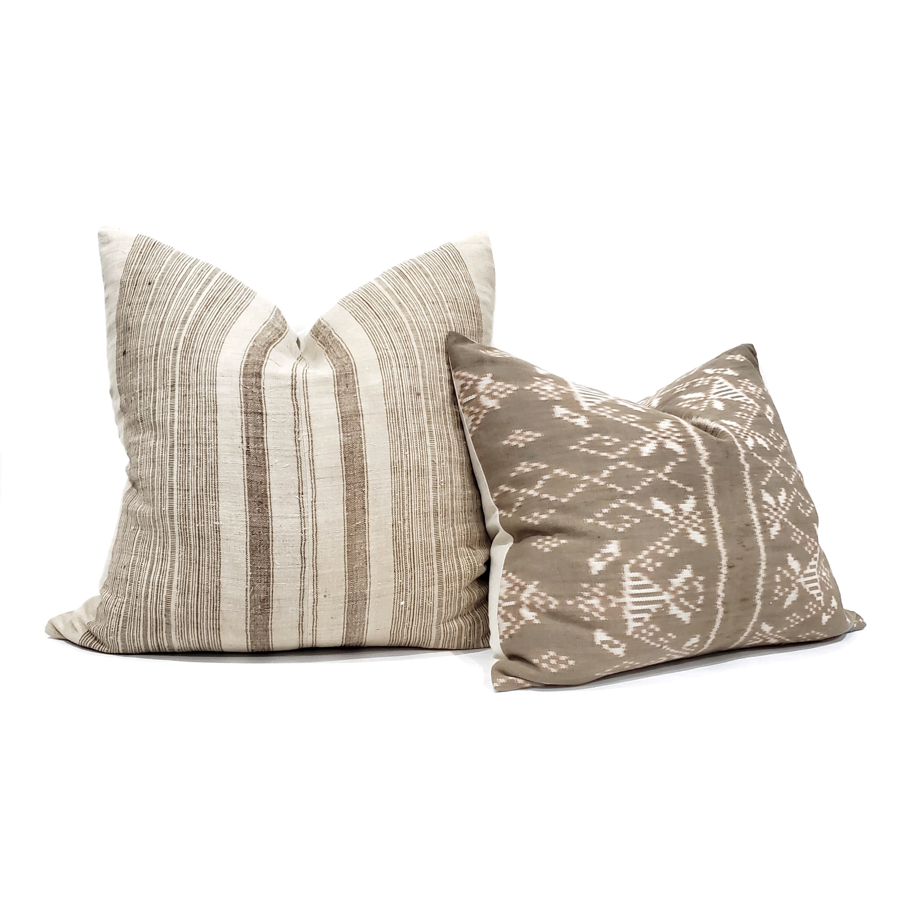 18×22 muted brown Indonesian ikat pillow cover