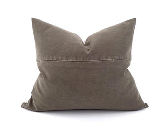 17"×20" olive/brown solid denim pillow cover